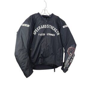 Speed And Strength Men's Black Faster My Weapon Classic Moto Jacket Size M